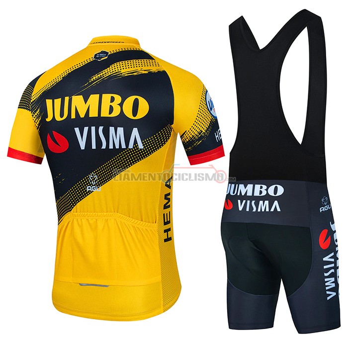 Abbigliamento Ciclismo Jumbo Visma Manica Corta 2022 Giallo Nero